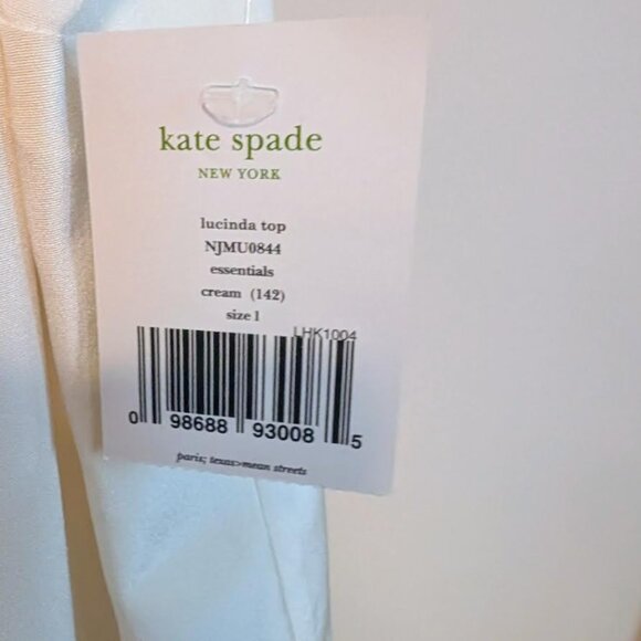 NWT Kate Spade 100% Silk Lucinda Cream Sleeveless Blouse Top Size L - Picture 10 of 12